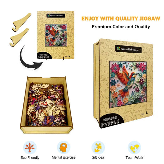 Hummingbird in Bloom Wooden Jigsaw Puzzle