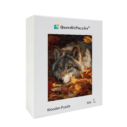 Autumn Wolf Rest Wooden Jigsaw Puzzle