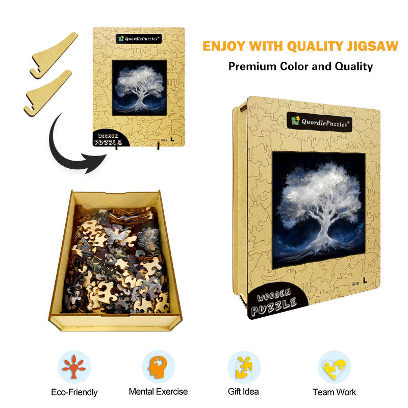 Celestial White Tree Wooden Jigsaw Puzzle