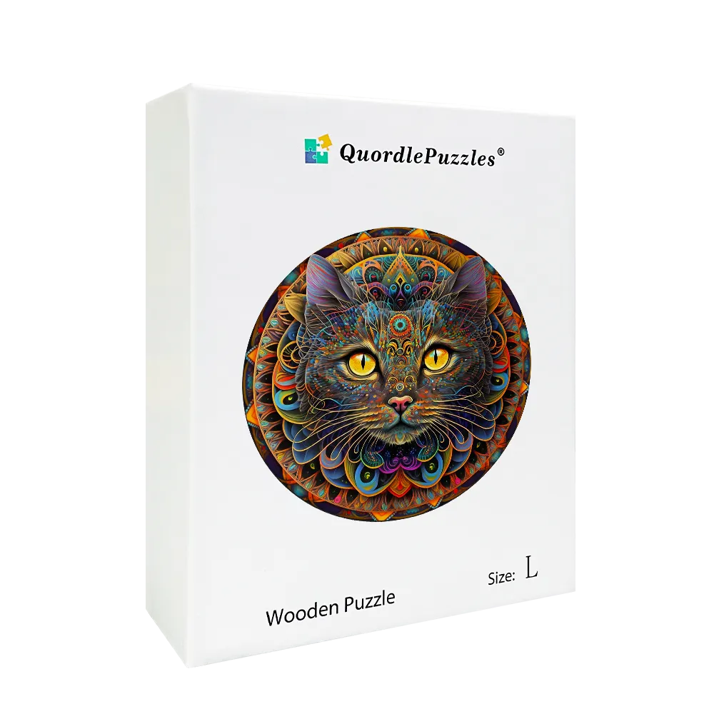 Mandala Cat Wooden Jigsaw Puzzle