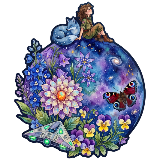 Cosmic Wildflower Dream Wooden Puzzle
