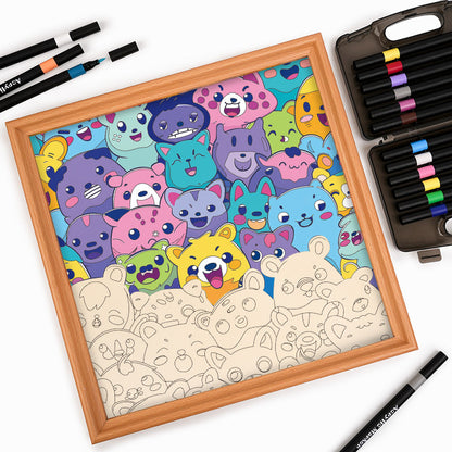 Beastie Bunch- Wooden Coloring Puzzle