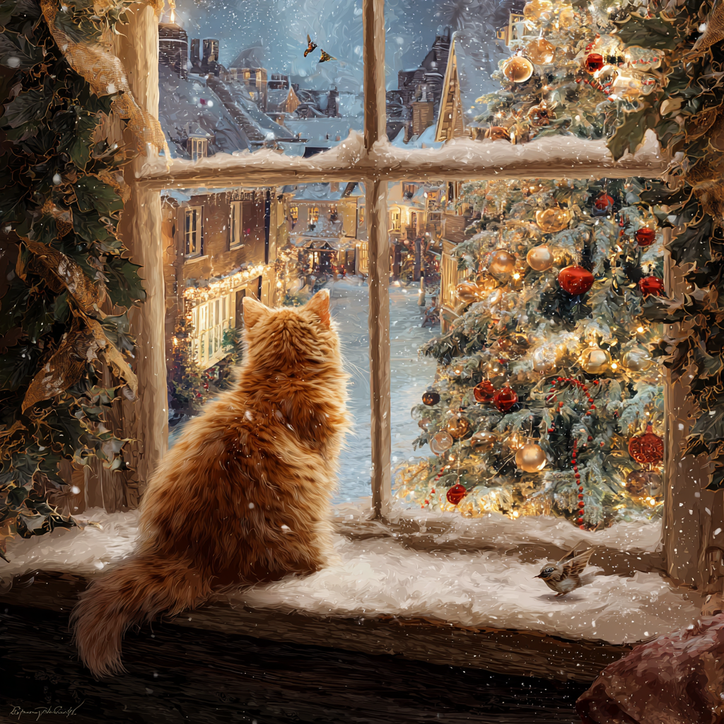 Winter Cat Wooden Jigsaw Puzzle