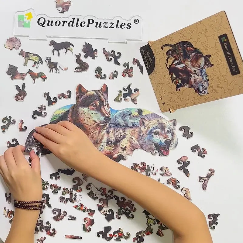 🔥LAST DAY 89% -Wolf Pack Wooden Jigsaw Puzzle