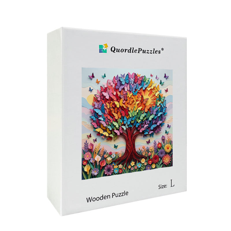 Rainbow Butterfly Tree Wooden Jigsaw Puzzle