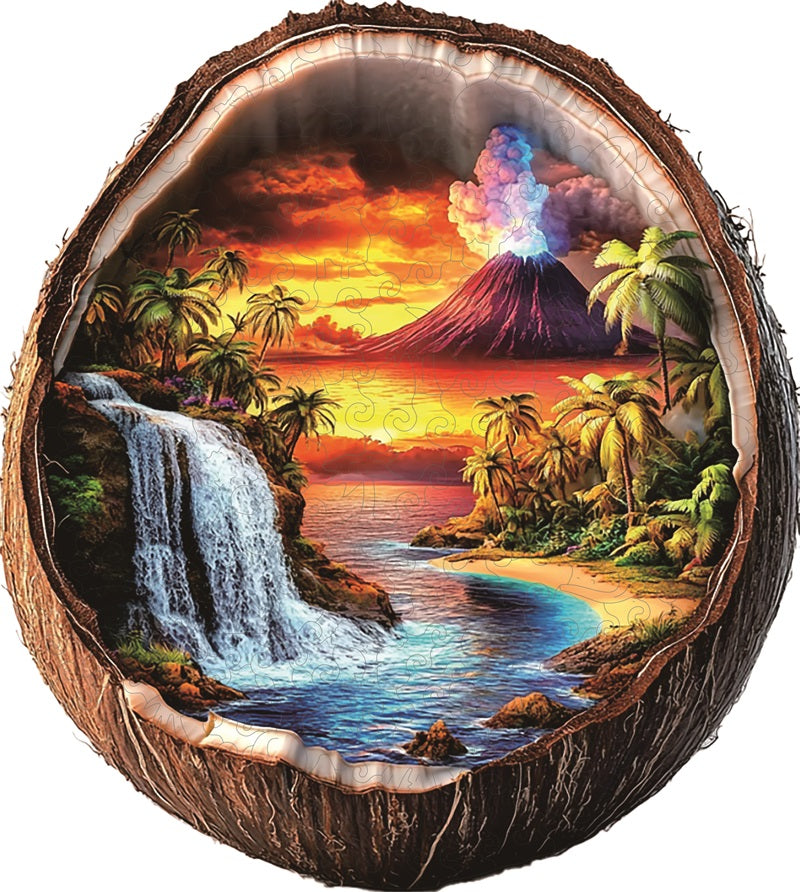 Volcanic Island Paradise Wooden Jigsaw Puzzle